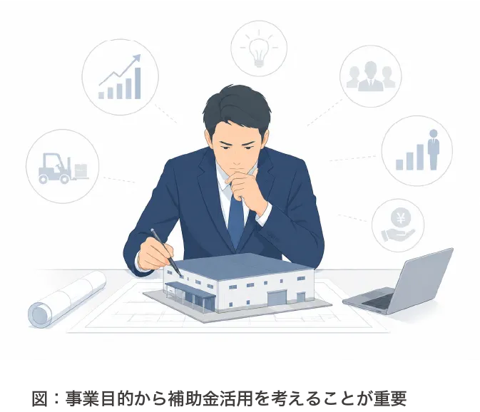 図：事業目的から補助金活用を考えることが重要