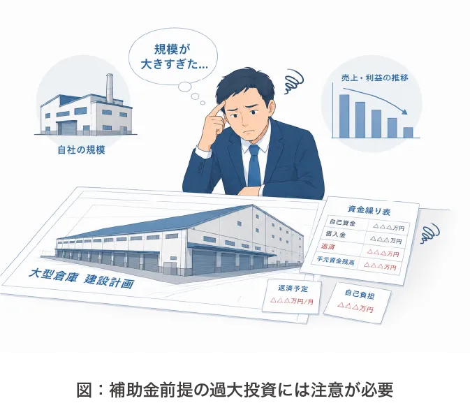 補助金前提の過大投資には注意が必要