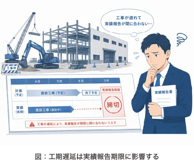 工期遅延は実績報告期限に影響する