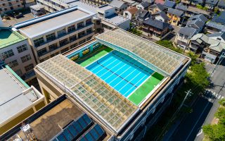 長岡京市立長岡中学校 全天候型屋内プール開閉屋根