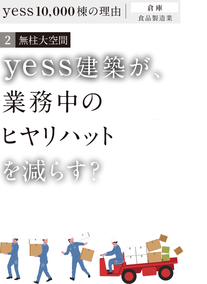 無柱大空間 yess建築が、業務中のヒヤリハットを減らす？